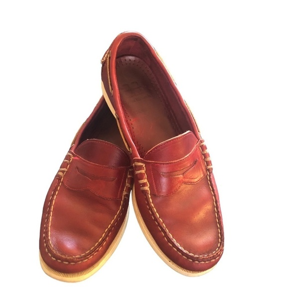 Allen Edmonds Kirkwood Leather Loafer Deck Shoe Sz. 10D Dark Red Slip On Casual